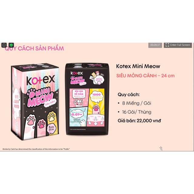 KOTEX Mini Meow cho tuổi teen- thùng 16 gói