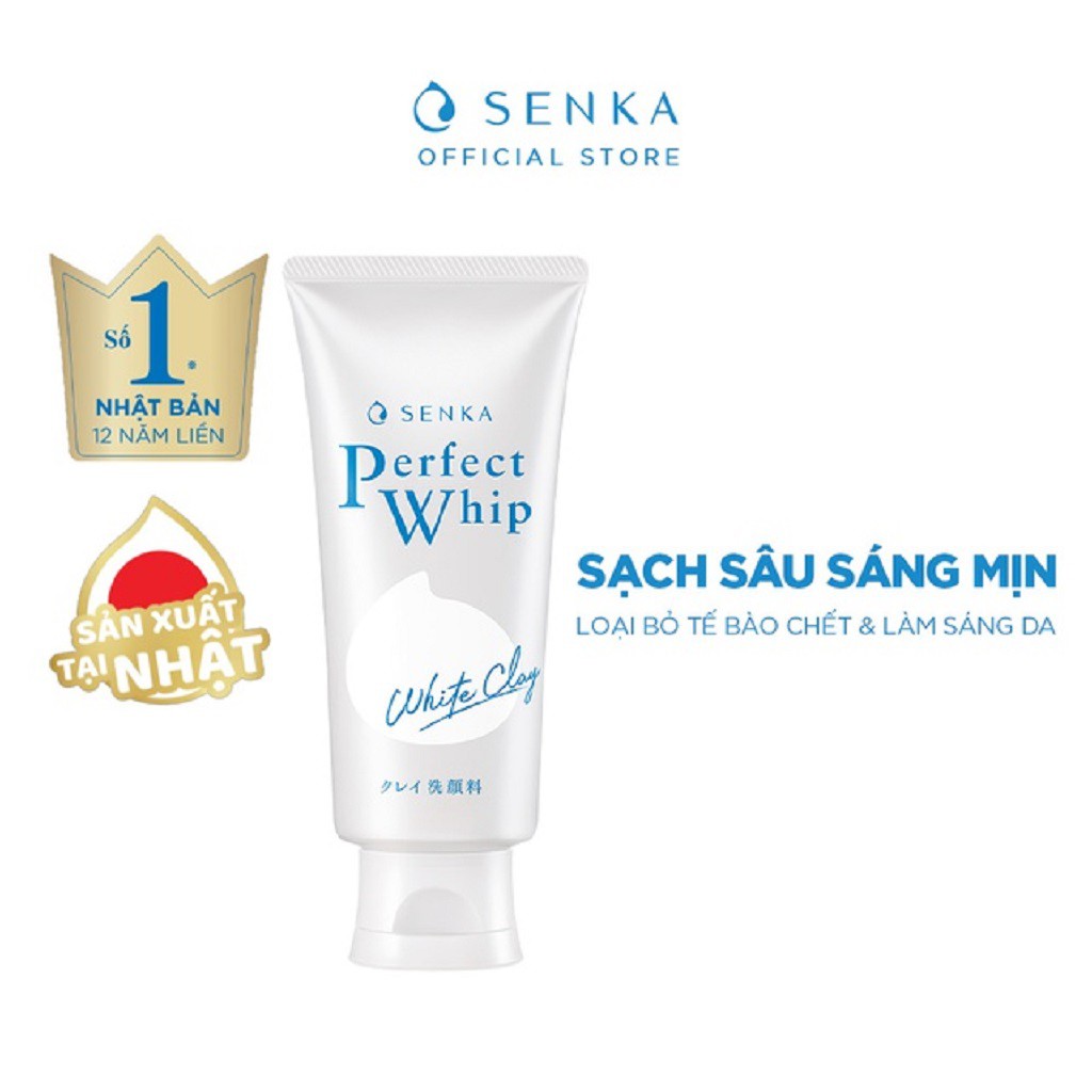 Sữa rửa mặt tạo bọt chiết xuất đất sét trắng Senka Perfect White Clay 120g