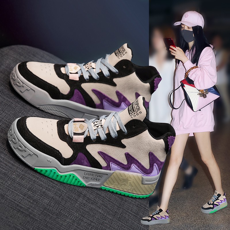 Giày cao cổ bằng da phụ nữ 2021 mùa xuân và mùa thu mới hoang dã đế dày bình thường giày cũ giày thể thao mùa xuân trong triều [sự chứng thực của Wu Qian] cộng với mua bộ sưu tập và bảo hiểm vận chuyển miễn phí