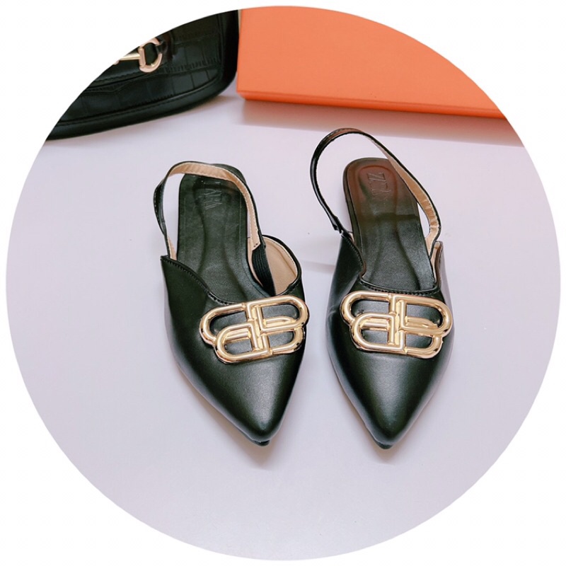 Dép sandal bít mũi Bb mũi nhọn đế bệt xinh xỉu