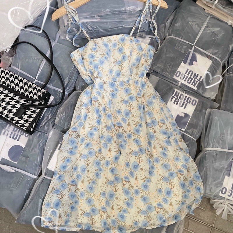 Đầm caro 2 dây cột nơ vai - Hình thật | BigBuy360 - bigbuy360.vn