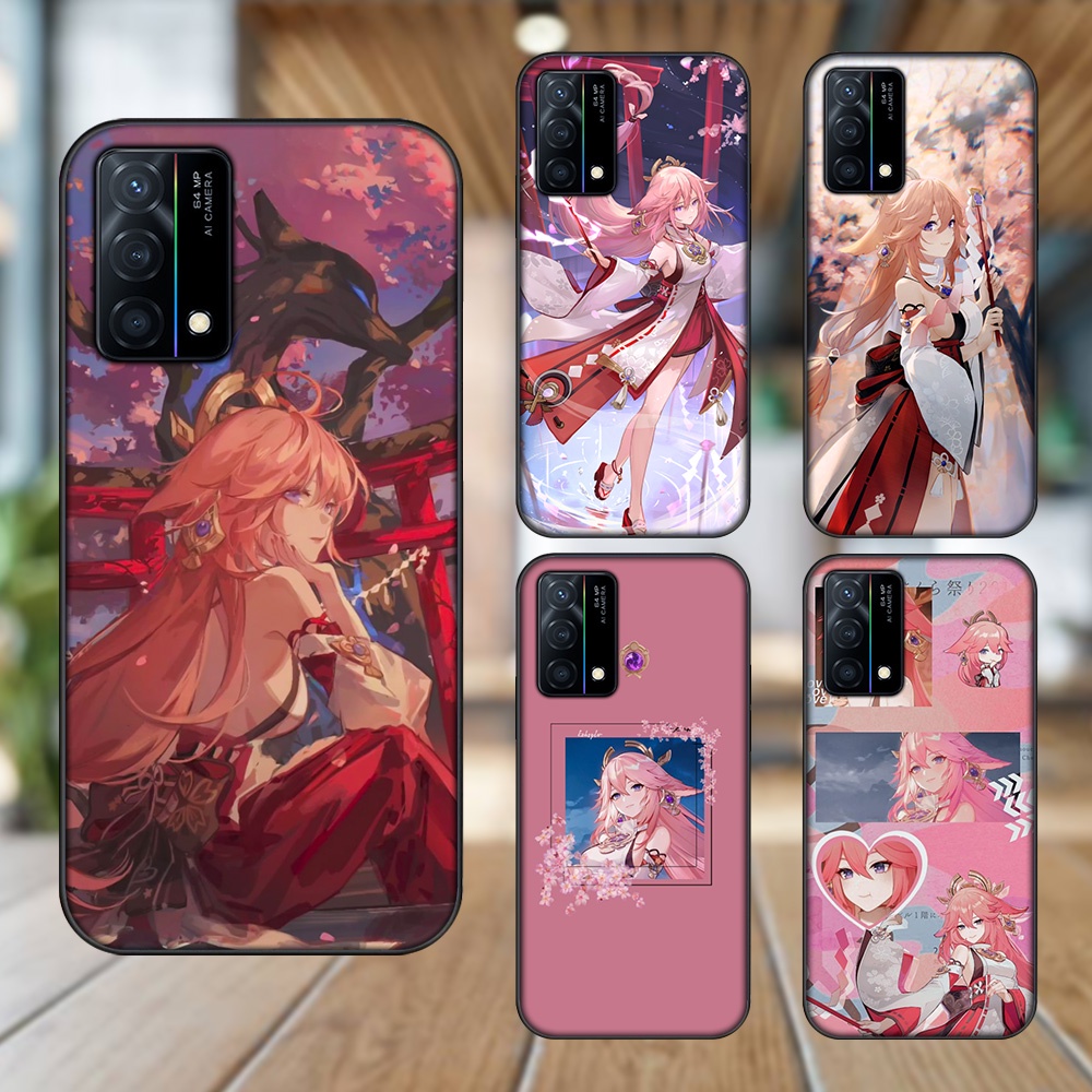 Ốp lưng Oppo K9 viền đen in hình Yae Miko Genshin Impact