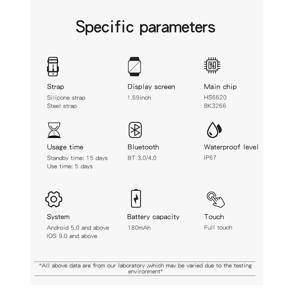 Đồng Hồ Thông Minh Y13 Màn Hình 1.69 Inch Kết Nối Bluetooth Cho Android iOS