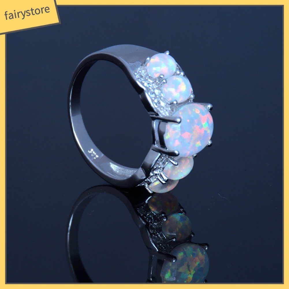 Nhẫn Đính Đá Opan Nhân Tạo Phong Cách Thanh Lịch Dành Cho Nữ