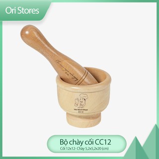 Bộ cối chày bằng gỗ-cối 12x12-chày 5,2x5,2x20
