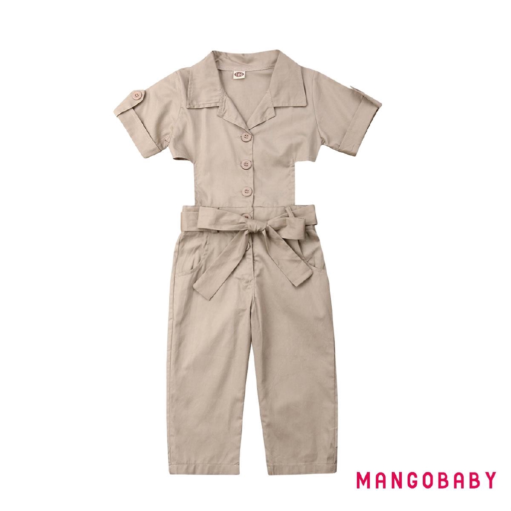 Jumpsuit tay ngắn phối nơ dễ thương cho bé gái