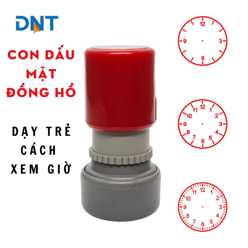 Bộ 3 con dấu đồng hồ. Dụng cụ giảng dạy về thời gian cho học sinh tiểu học, trẻ em