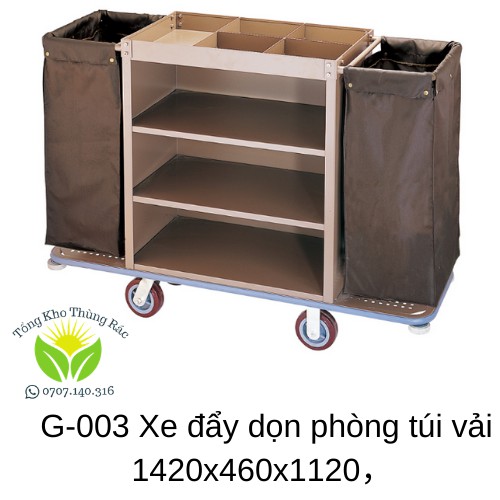 Xe Đẩy Dọn Phòng Túi Vải Hai Bên, G-003