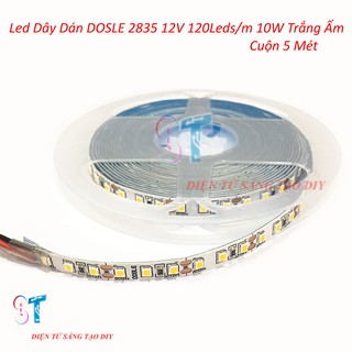 Led Dây Dán Dosle 2835 12V 120Leds/m 10W Trắng Ấm Cuộn 5 Mét