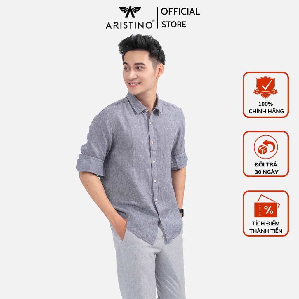 Áo sơ mi nam dài tay ARISTINO ALS11609 dệt hiệu ứng slub tạo vân xước độc đáo tinh tế