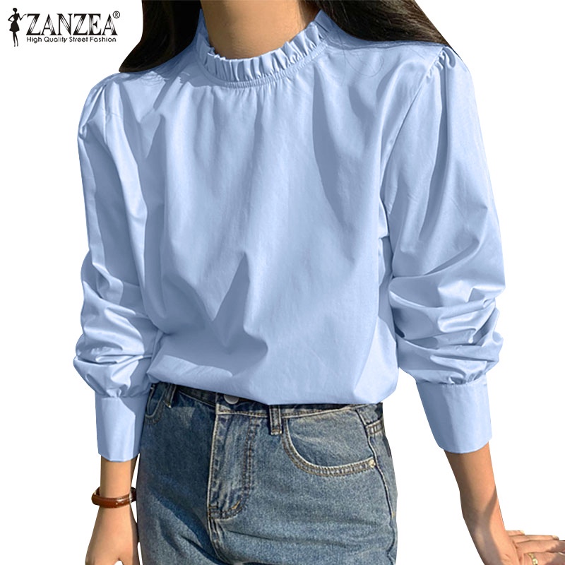 Zanzea Áo Kiểu Tay Dài Phồng Phong Cách Hàn Quốc Dành Cho Nữ