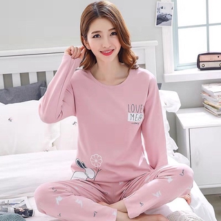 24-hour delivery Cute pajama female pajamas, long-sleeved cotton female pajamas home wear