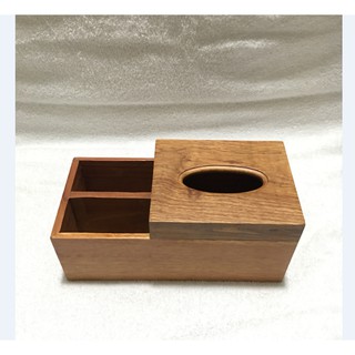 HỘP ĐỰNG GIẤY ĂN, ĐỰNG ĐŨA 2IN1 BẰNG GỖ GỤ - LOẠI 3 NGĂN (ẢNH THẬT100%)