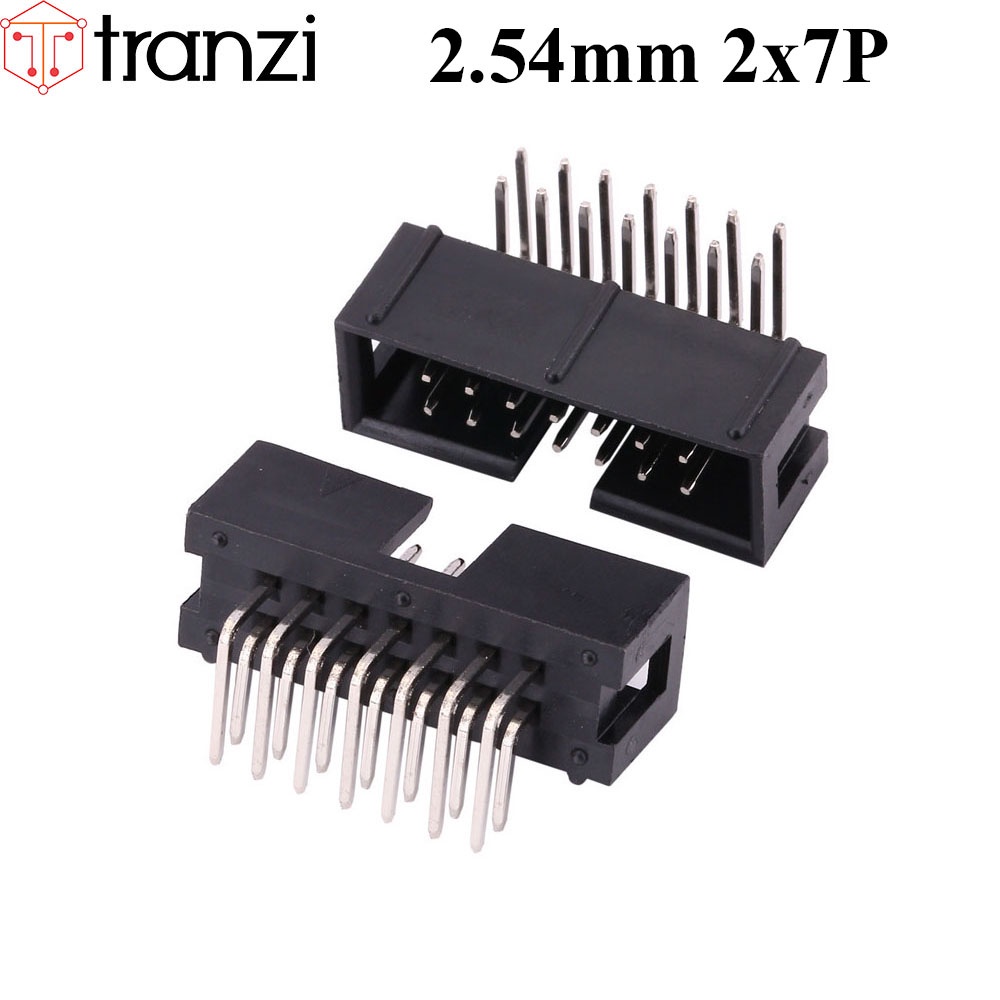 Giắc cắm header 2.54mm IDE IDC DC3 2x7P chân cắm cong đen - túi 10 cái