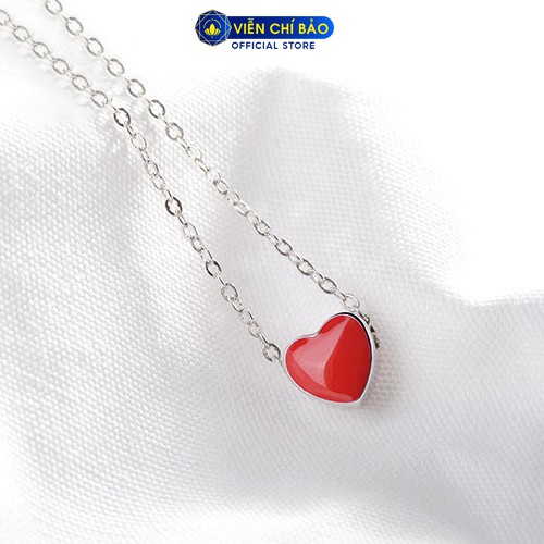 Dây chuyền bạc nữ mặt tim (bên đỏ, bên đen) chất liệu bạc 925 thời trang phụ kiện trang sức nữ Viễn Chí Bảo D400362