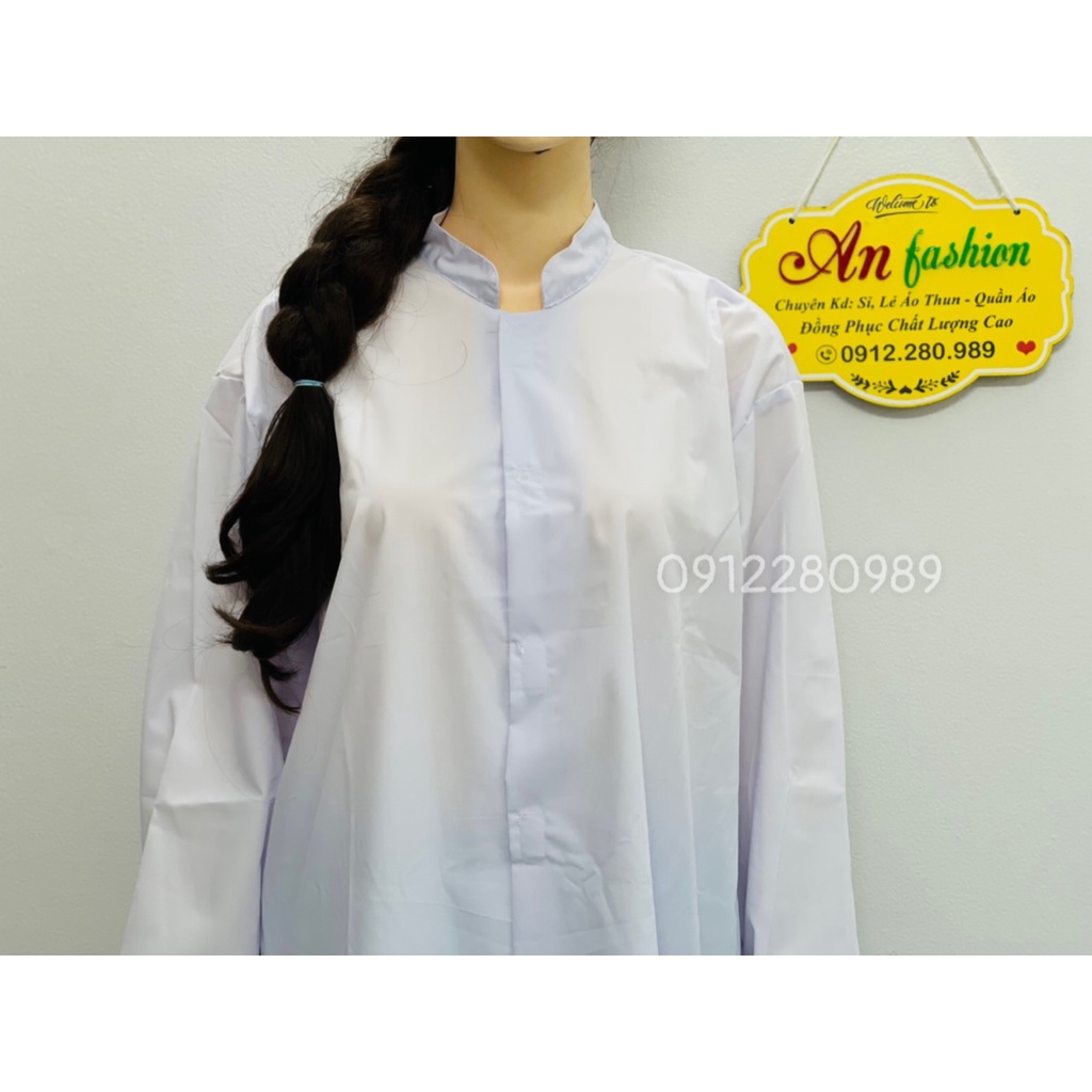 Áo Blouse tay dài nẹp dán - Áo ngành Dược Phẩm Thực Phẩm _ Hình chụp thật