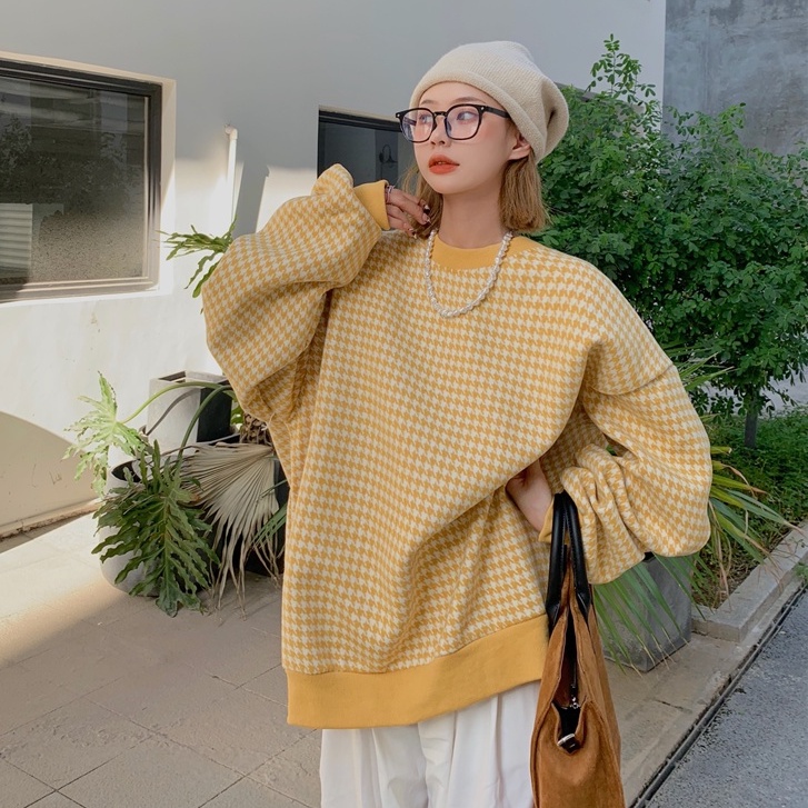 Áo len nữ dài tay cổ tròn thời trang Hàn