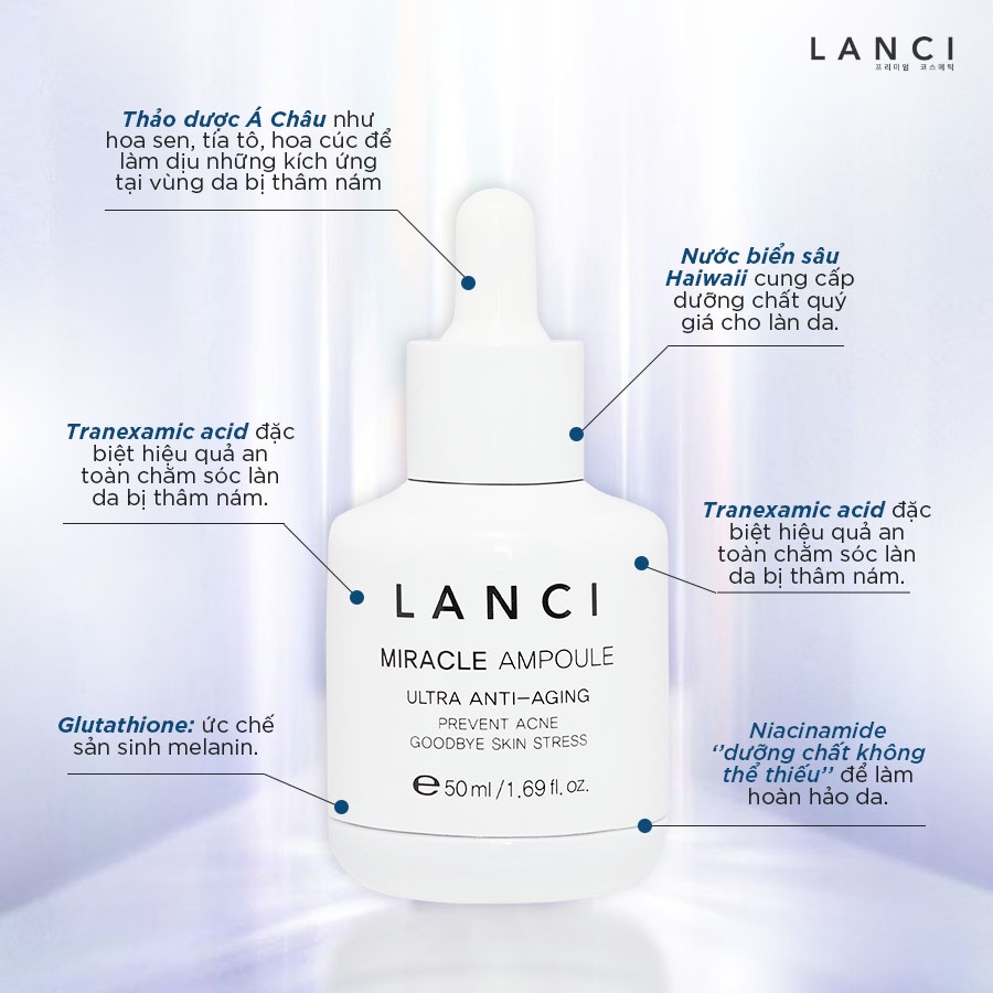 Set Siêu Serum LANCI mini Phục Hồi, Tái Tạo, Chống Lão Hóa, Làm Trắng Sáng Da Miracle AmpouleI (5mlx3)