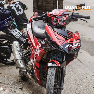 tem trùm Exciter 150 đỏ sọc đen, độ team trùm decal xe máy ex dán đời 2015-2020