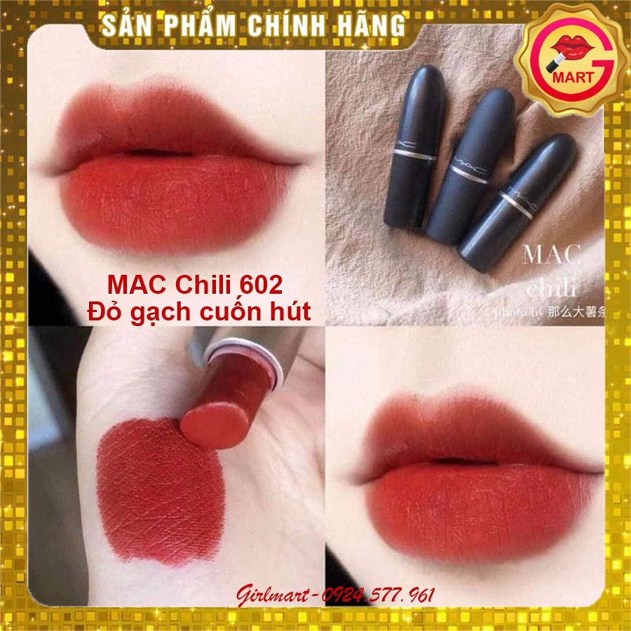 Son Mac chính hãng Ruby Woo, Chili, Marrakesh màu cam cháy đỏ gạch cam đất hot nhất mọi thời đại