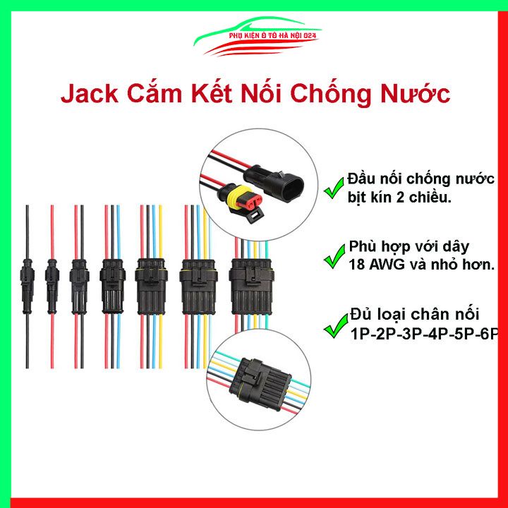 Bộ jack cắm kết nối nhanh cho ô tô xe máy chống thấm nước đủ loại 1 chân đến 6 chân