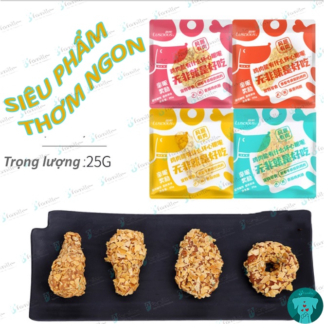 [1 CHIẾC X 25G]Đồ Ăn Vặt Chó Mèo, Gà Rán &quot;KFC&quot; JFamille, Dai Ngon Phù Hợp Mọi Lứa Tuổi, Protein Từ Đậu Nành. JF140