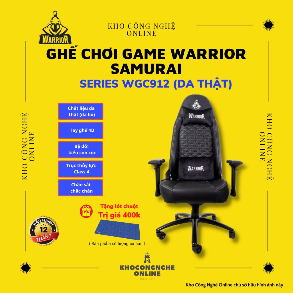 Ghế chơi game Warrior Samurai Series WGC912 (Da thật)