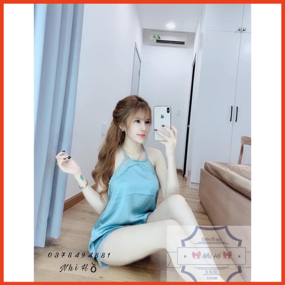 Sun Shop-  Sun Set ngủ sexy - FREE SHIP- Đồ ngủ yếm sexy lụa satin cao cấp bigsize <60kg