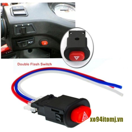Công tắc đèn hazard khẩn cấp xe gắn máy 3 dây xi nhan 12v nút nhấn ấn nhấp nháy