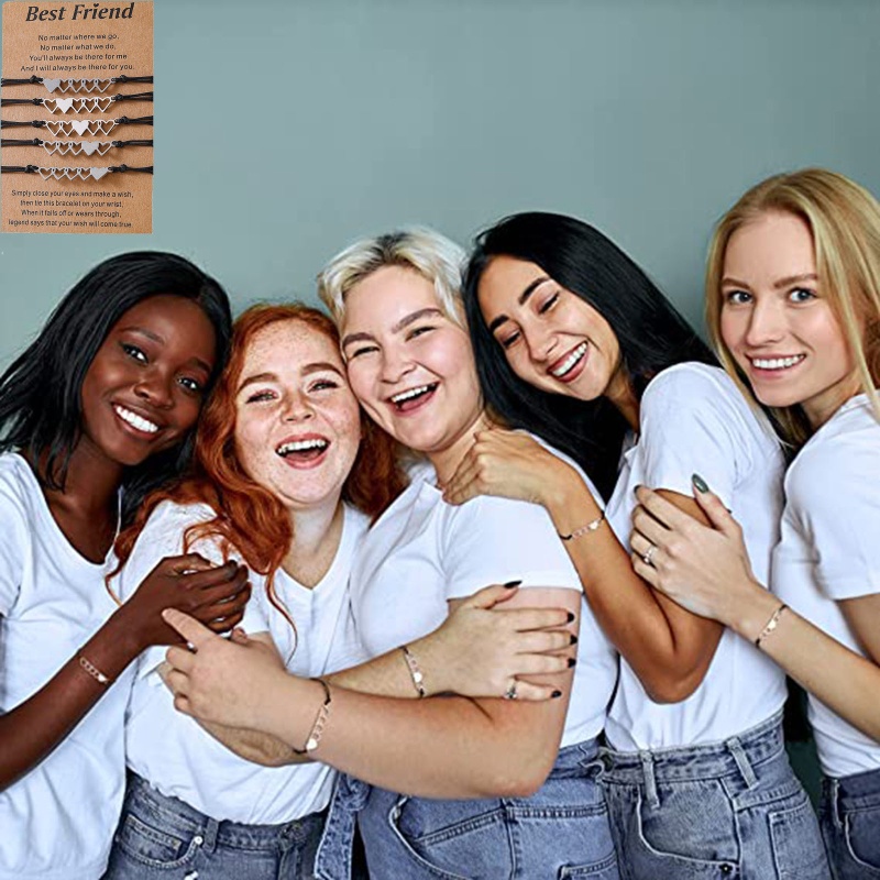 Set 5 Vòng Tay Hình Trái Tim Rỗng Bằng Thép Không Gỉ Sáng Tạo Cho Frien