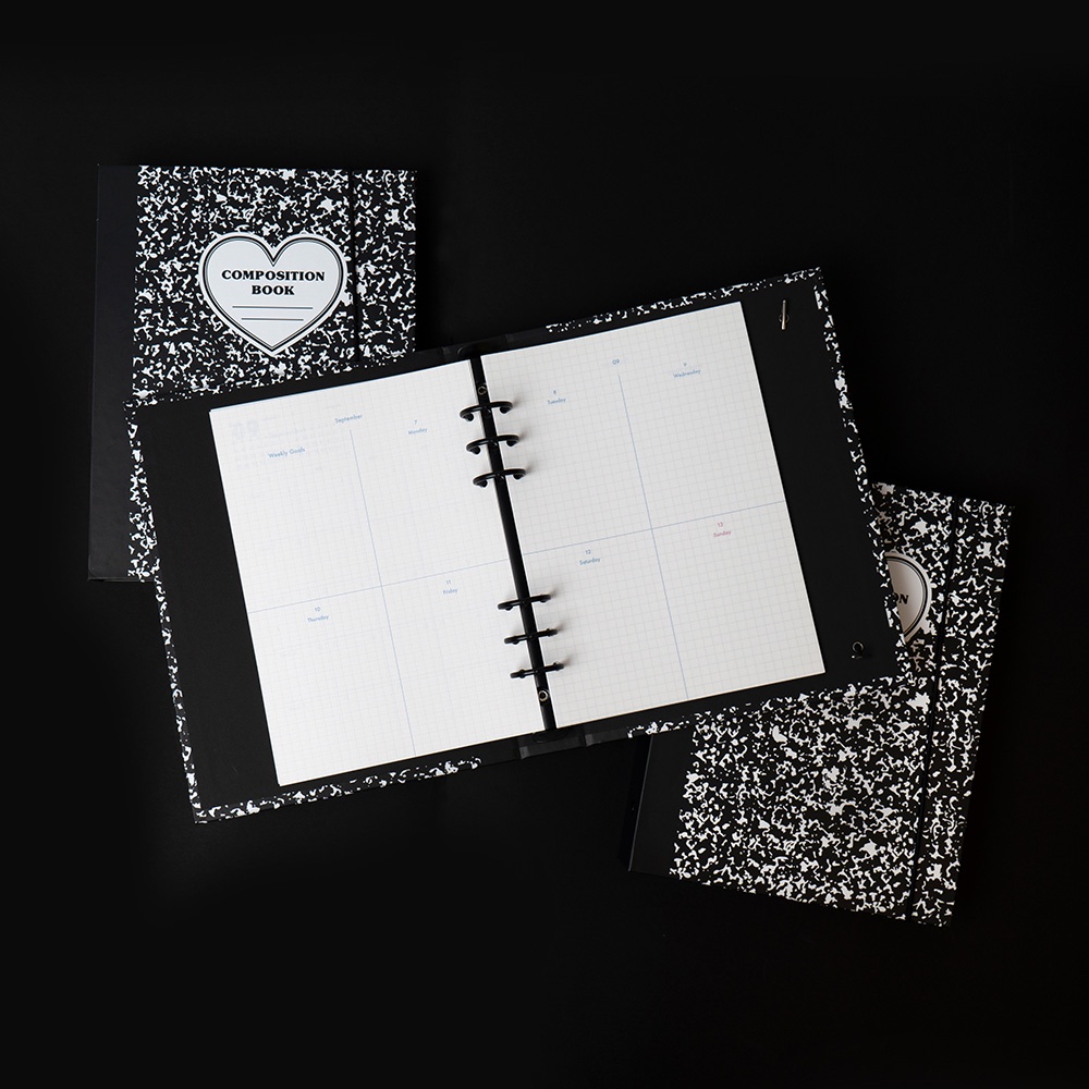 Sổ còng 6 lỗ bìa cứng Binder A5 25R Black Ring Composition Hard Cover LUCALAB đựng card ảnh Gomimall