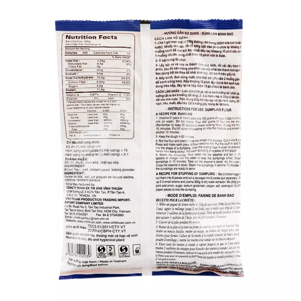 BỘT BÁNH BAO VĨNH THUẬN  400G - DUMPLING FLOUR