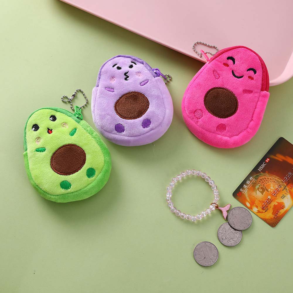 Ví Đựng Tiền Xu Mini Bằng Vải Bông Hình Trái Bơ Nhiều Màu Dễ Thương Cho Bé Gái