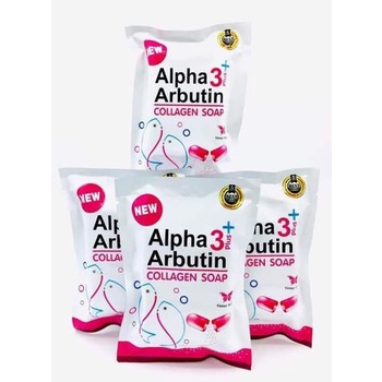 Xà Phòng kích trắng Alpha Arbutin 3+ Plus collagen soap  80g,Thái Lan,giảm mụn lưng và giảm thâm