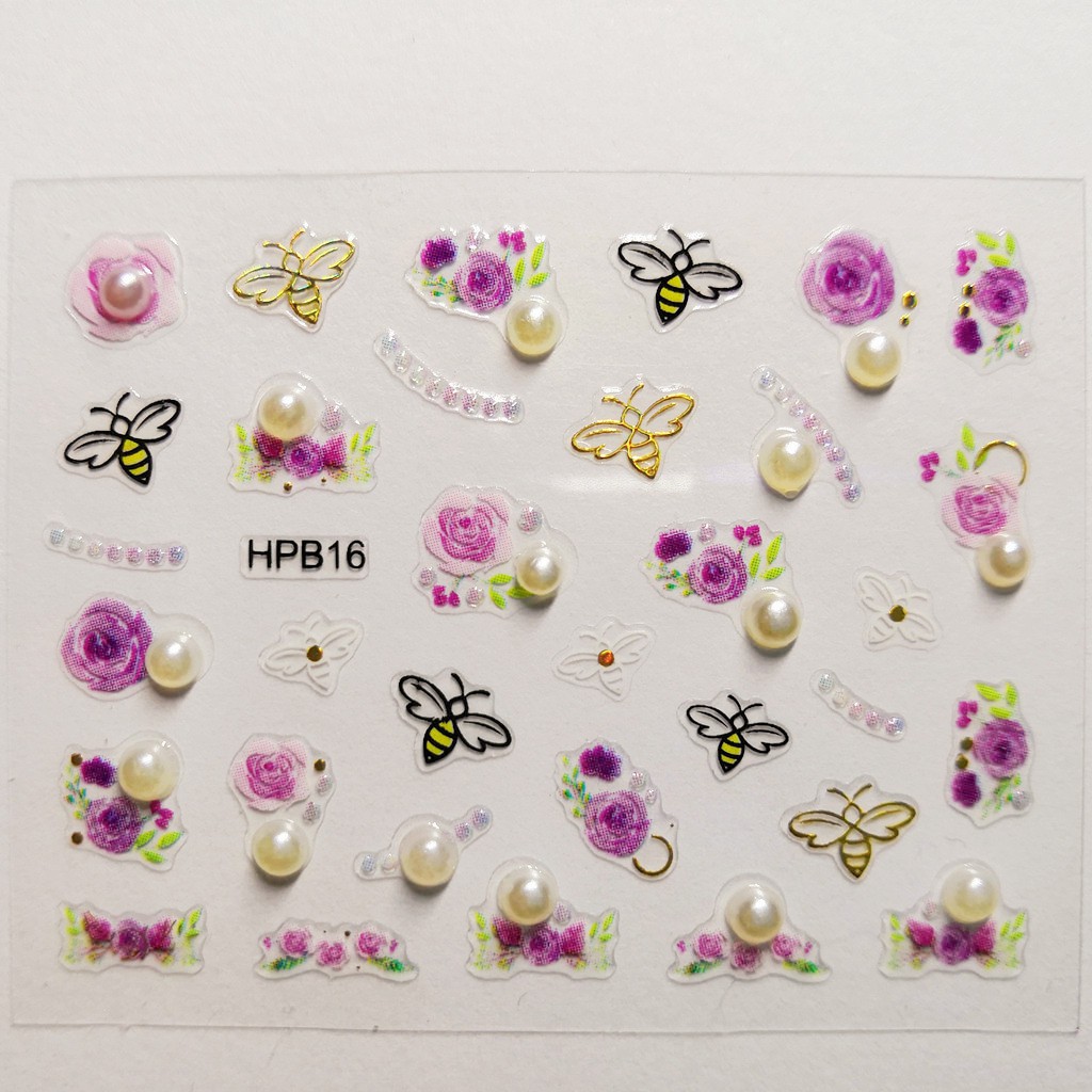 Sticker dán móng tay ngọc trai 3D trang trí cao cấp