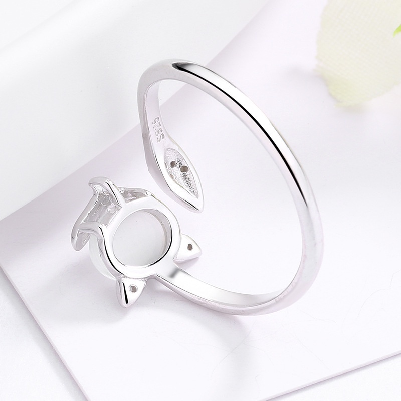 Nhẫn hở hình con cáo đính đá zircon đơn giản thời trang có thể điều chỉnh kích cỡ
