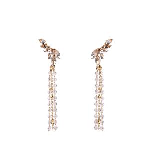 Long silver earrings S925 long red Korean net
