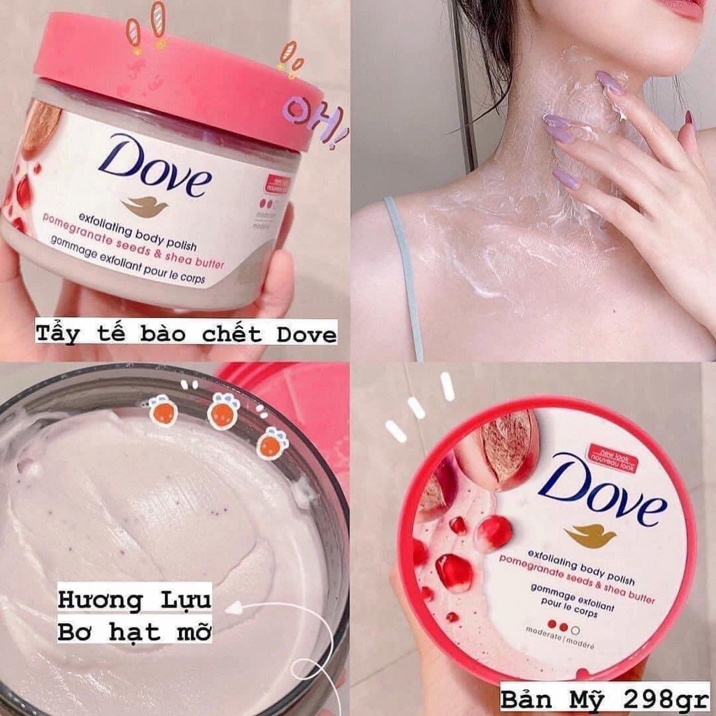 [Chuẩn Mỹ] Tẩy Tế Bào Chết Dove Bản Mỹ MACCA, Lựu Đỏ 298gr Exfoliating Body - Chăm Sóc Da, Giúp Da Sáng Mịn | BigBuy360 - bigbuy360.vn