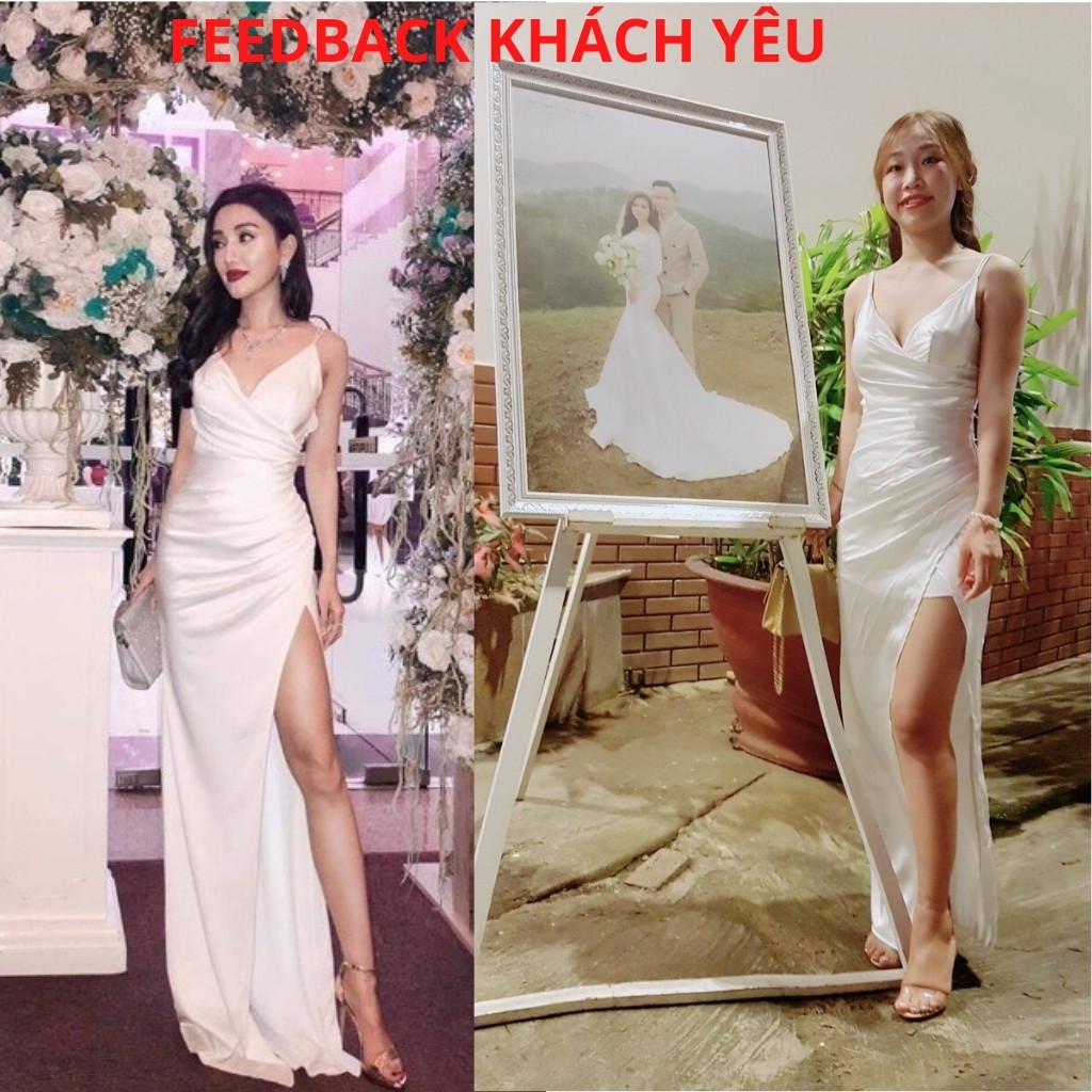 Đầm dạ hội maxi phi cổ đắp chéo xẻ đùi kèm ảnh thật/đầm dự tiệc Eva_home_fashion | BigBuy360 - bigbuy360.vn