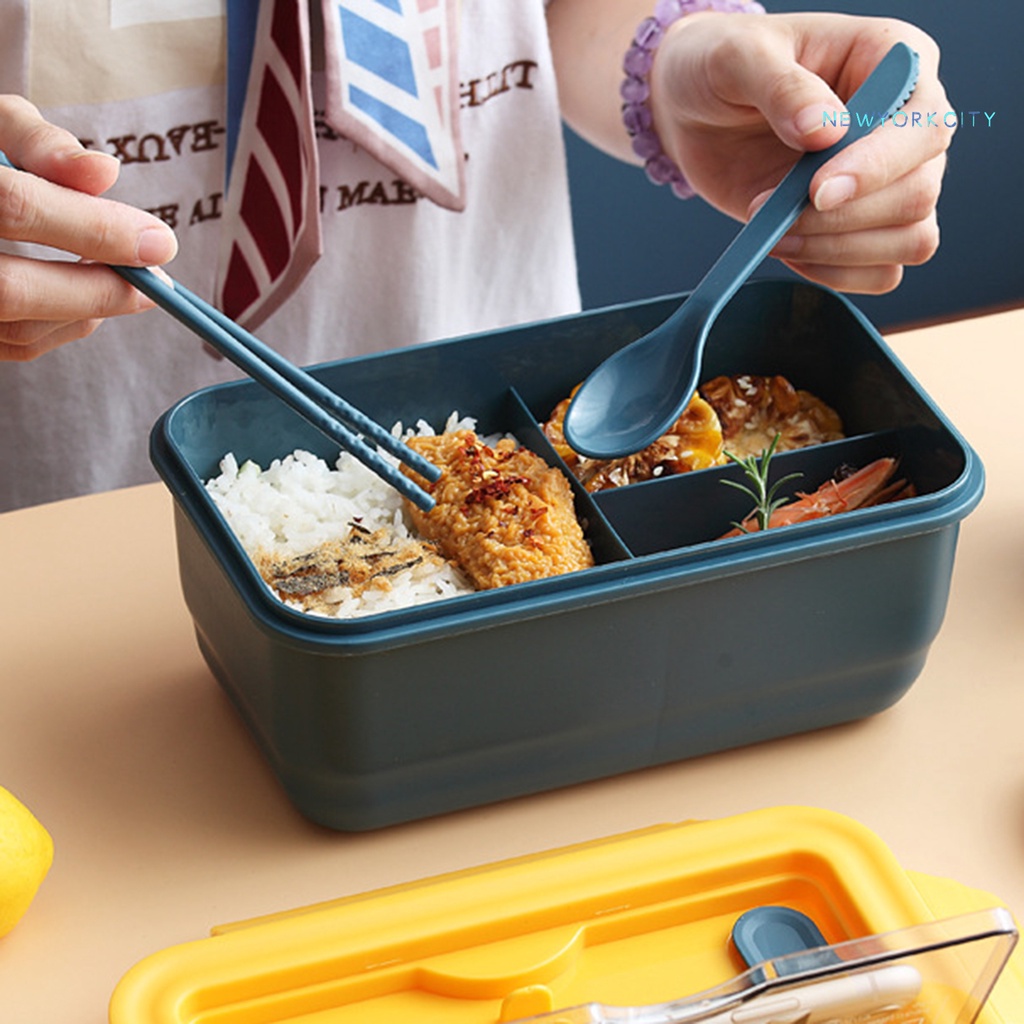 1 Bộ Hộp Đựng Cơm Trưa 3 Ngăn Dung Tích Lớn Bằng PP An Toàn Cho Gia Đình