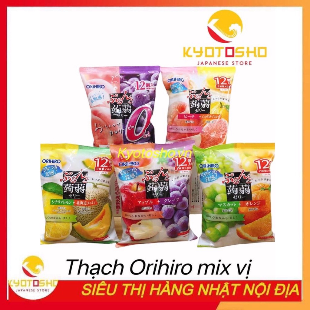 (240gr/108gr) Thạch hoa quả Orihiro 12 gói 240g -Nhật Bản