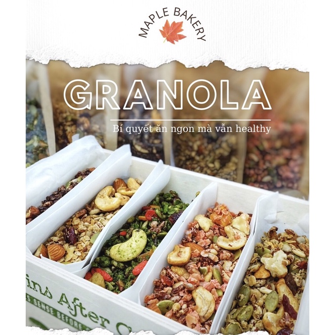Combo 3 vị Granola Healthy 600g - Ít ngọt, nhiều hạt, giàu năng lượng, tốt cho sức khoẻ