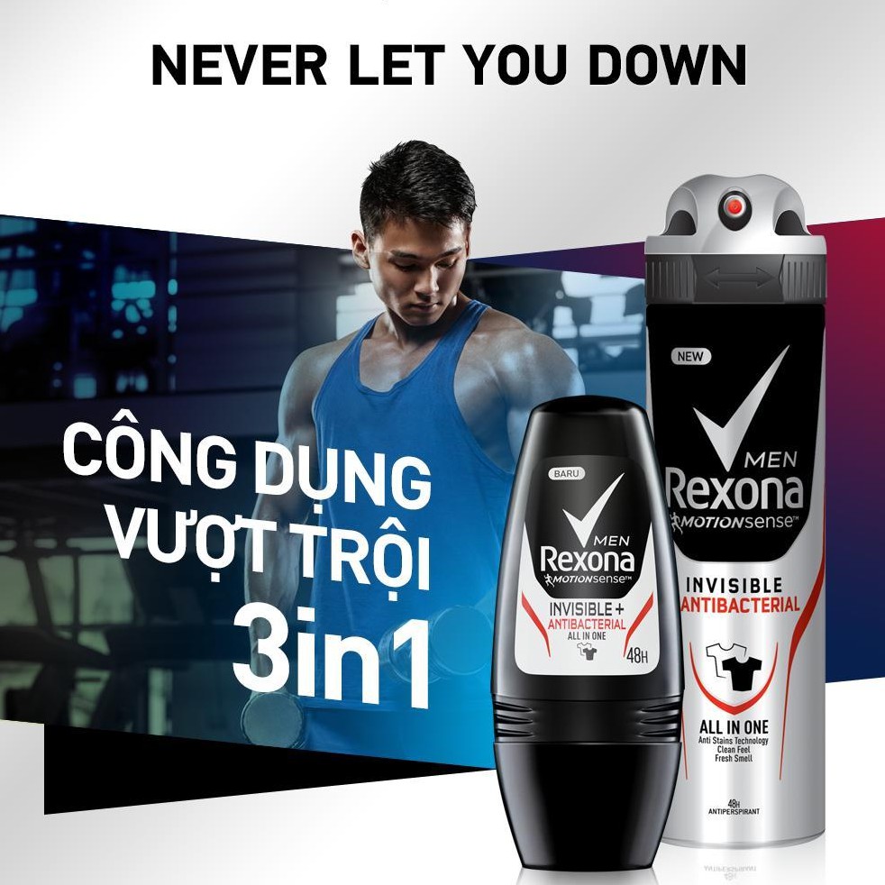 Lăn ngăn mùi Rexona Men Invisible  Antibacterial 50ml | BigBuy360 - bigbuy360.vn