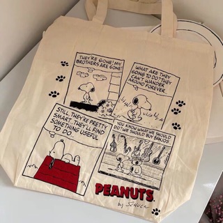Túi Vải In Hình Snoopy mỏng nhẹ phong cách Hàn Quốc