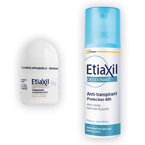 Combo Lăn khử mùi và điều tiết mồ hôi Etiaxil Nhãn Nâu 15ML và Xịt Khử mùi Etiaxil 100ML