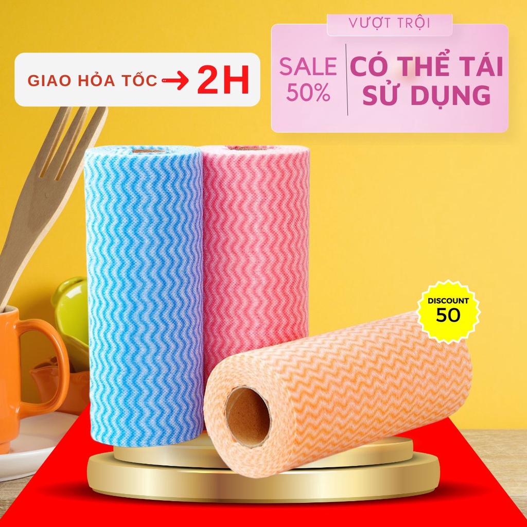 Cuộn Khăn Lau Đa Năng Lau Bếp Chén Dĩa Cao Cấp Thấm Dầu Mỡ - Khăn Vải Không Dệt Có Thể Tái Sử Dụng Kho Sỉ SÀi Thành