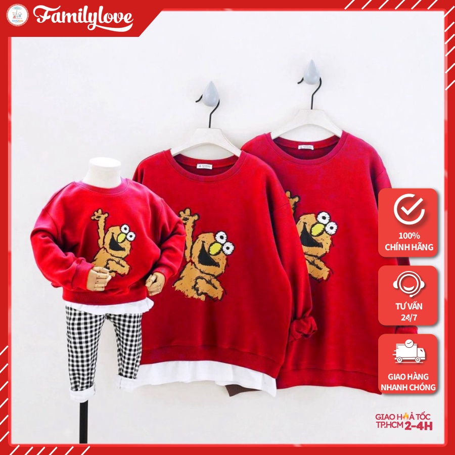 Áo Sweater Gia đình Familylove - Áo Sweater gia đình thu đông hình nhân vật hoạt hình Chất Cotton 100% Cao Cấp