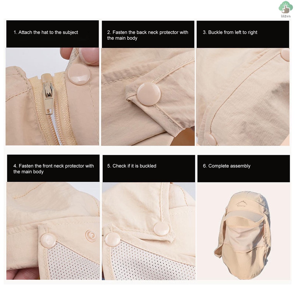 Mũ Chống Nắng Kèm Khăn Che Mặt Chất Liệu Khô Thoáng Nhanh Thời Trang Mùa Hè Cho Nam Và Nữ