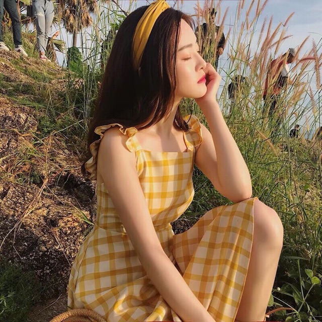 Đầm caro vàng (ảnh thật phía cuối)
