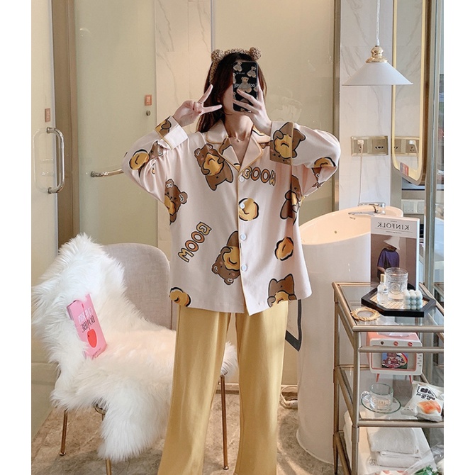 CÓ BIG SIZE_Bộ Ngủ Pyjama Dài Tay Korea Thu Đông 2021 | BigBuy360 - bigbuy360.vn